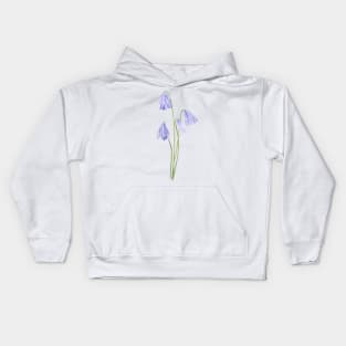 purple scilla siberica watercolor flowers Kids Hoodie